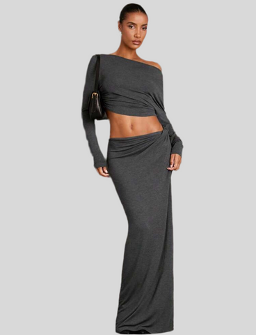 SEXY SET T-SHIRT LONG SKIRT 5 COLRS