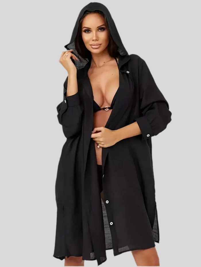 VESTIDO BLUSÓN DE PLAYA CON CAPUCHA 6 CLRS