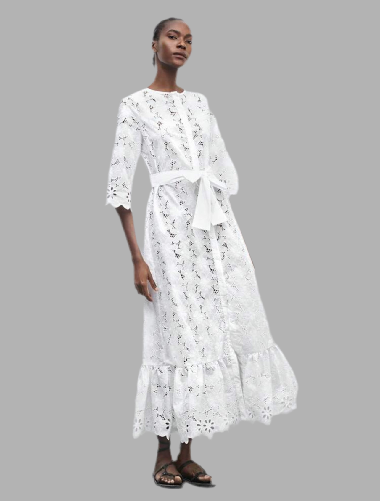 VESTIDO CON LAZADA ABOTONADO 3 CLRS