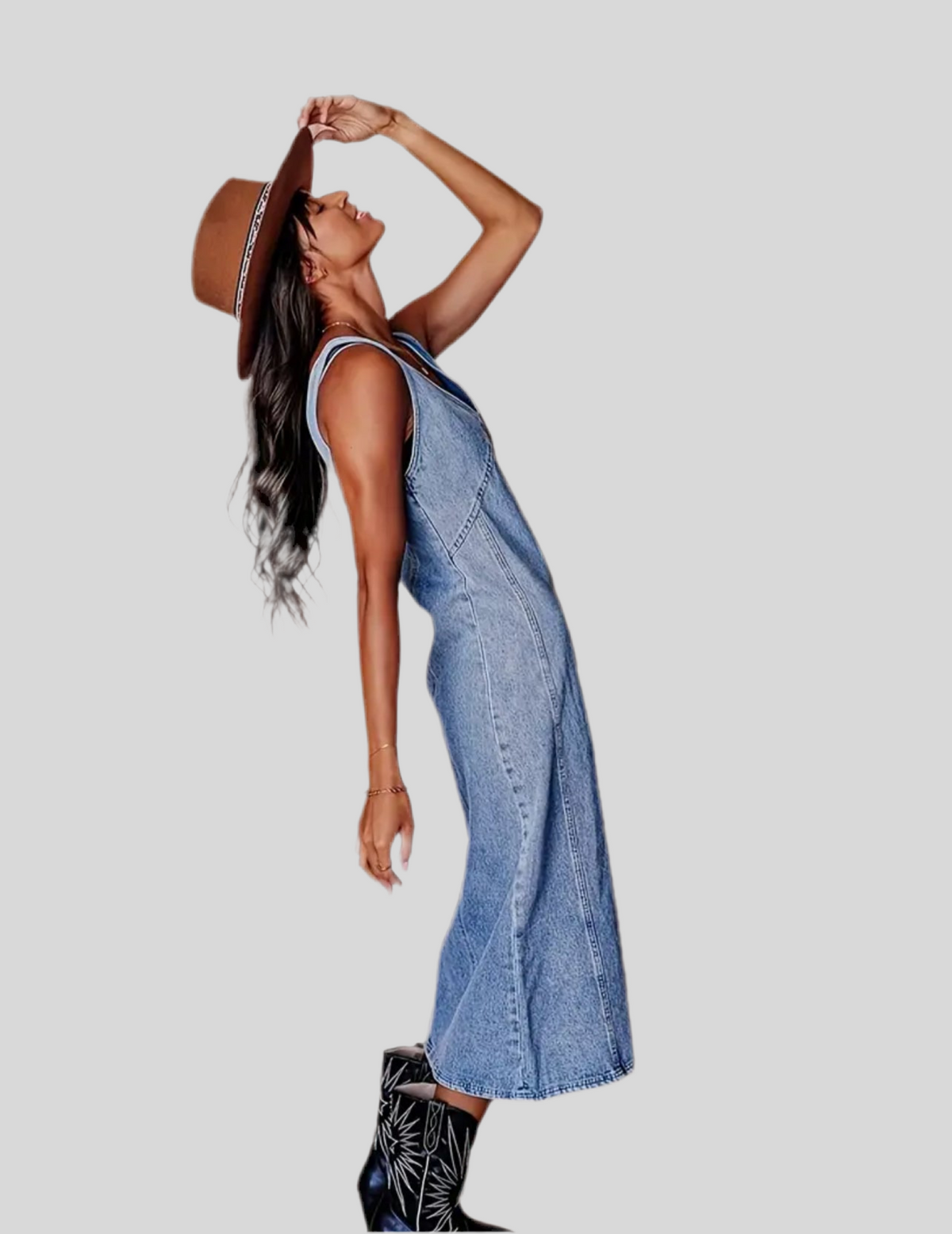 VESTIDO VAQUERO LAVADO MIDI SIN MANGAS