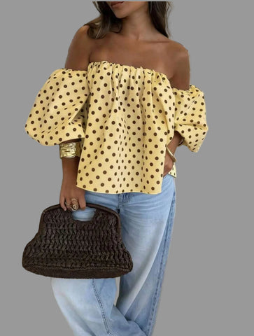 BLUSÓN OPEN SHOULDER LUNARES 6 CLRS