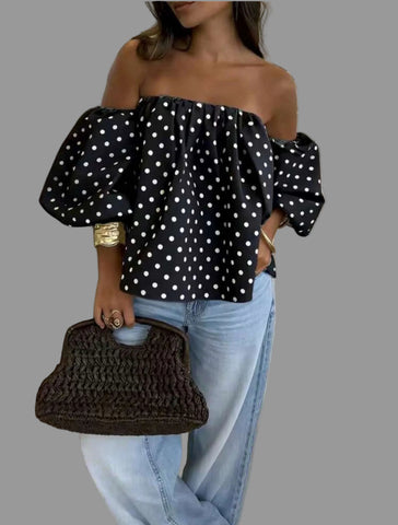 BLUSÓN OPEN SHOULDER LUNARES 6 CLRS