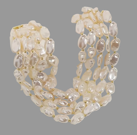 COLLAR DE PERLAS IRREGULARES 5 VUELYAS