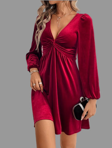 VESTIDO TERCIOPELO ESCOTE UVE 2 CLRS