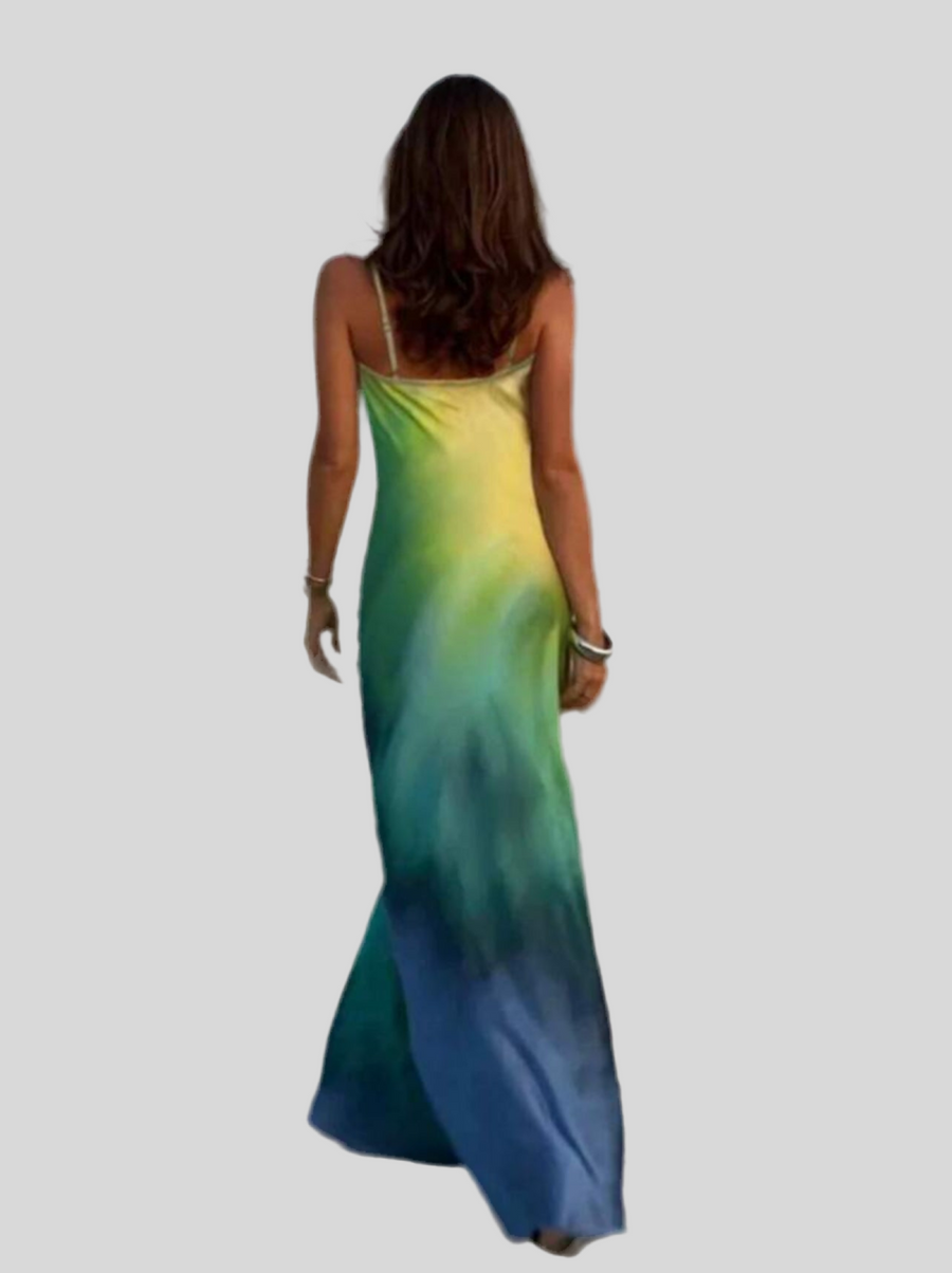VESTIDO DE SATÉN ESTILO LENCERO DEGRADEE