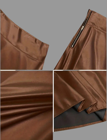 FALDA LARGA DE CUERO ECO 4 CLRS