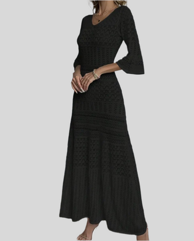 Openwork Knit MIDI Dress