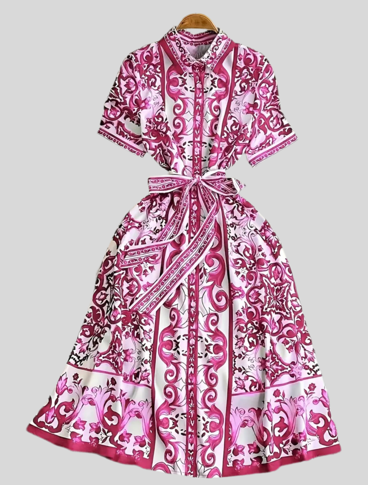 VESTIDO CAMISERO ESTAMPADO AZUL 2 CLRS