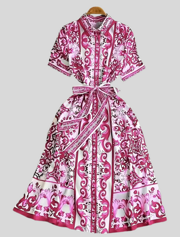 VESTIDO CAMISERO ESTAMPADO AZUL 2 CLRS
