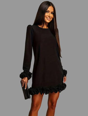 VESTIDO MINI CON VOLANTES EN MANGAS