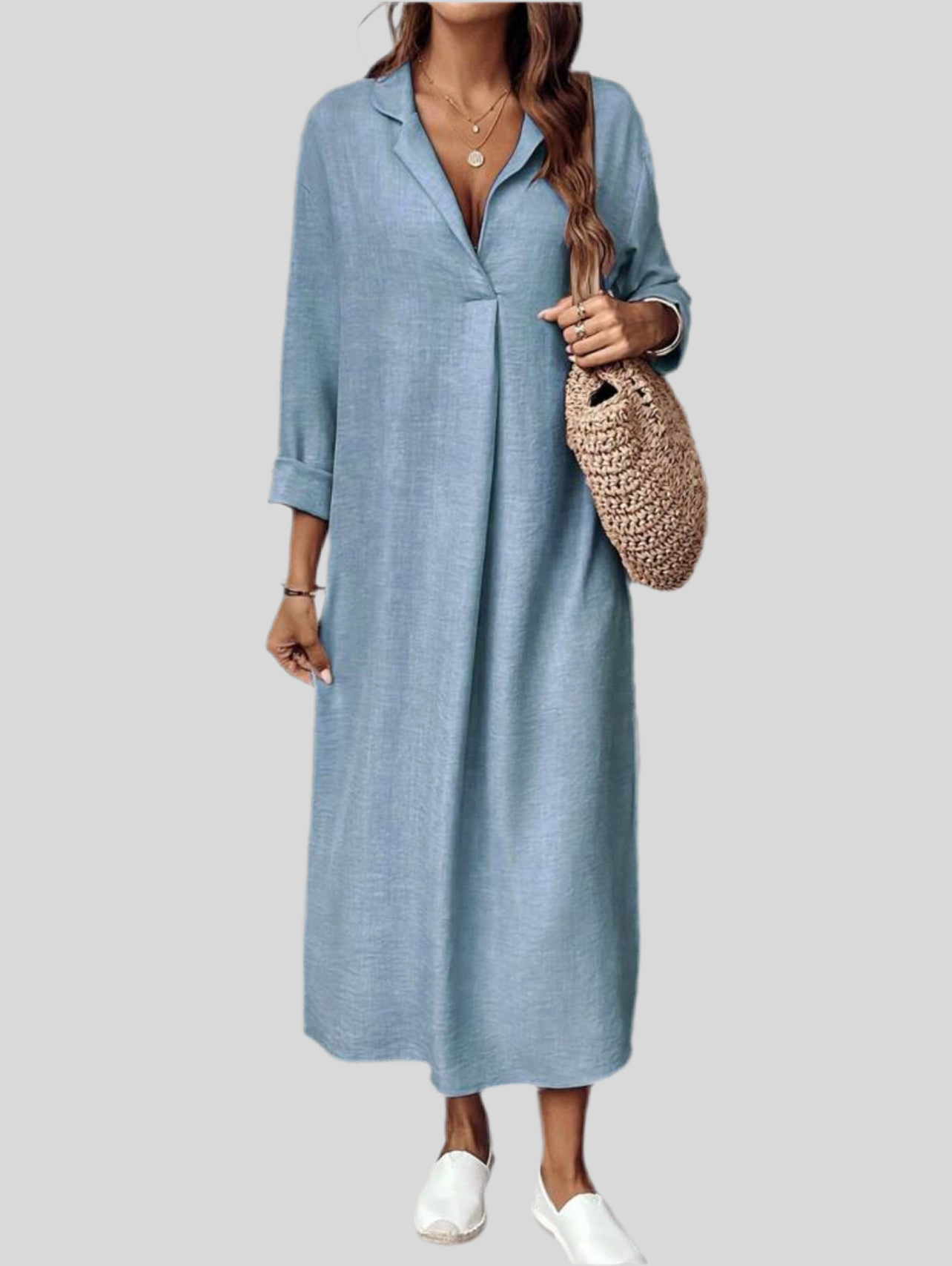 VESTIDO TÚNICA CON ESCOTE 5 CLRS