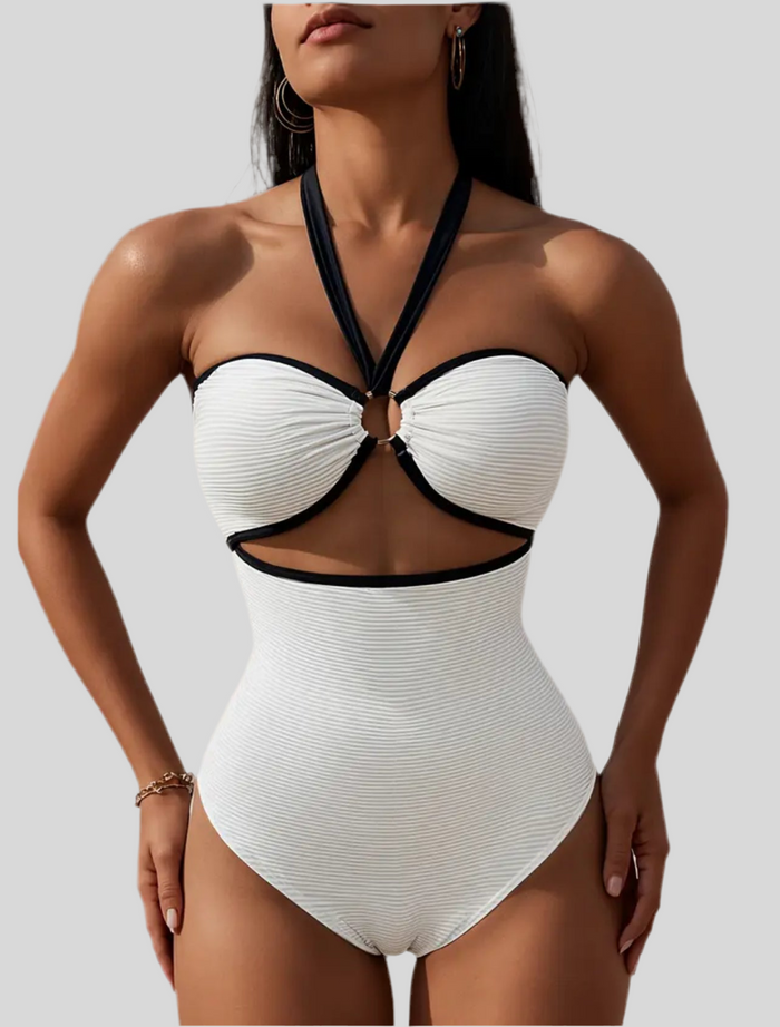 TRAJE DE BAÑO BLANCO ATADO CUELLO