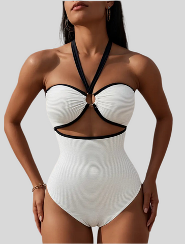 TRAJE DE BAÑO BLANCO ATADO CUELLO