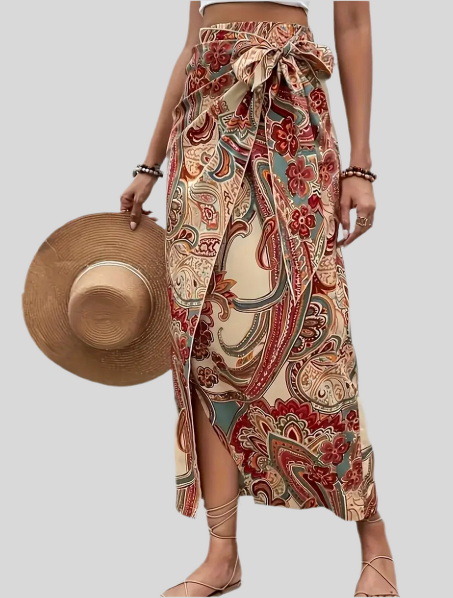 FALDA ATADA EN ESTAMPADO PAISLEY