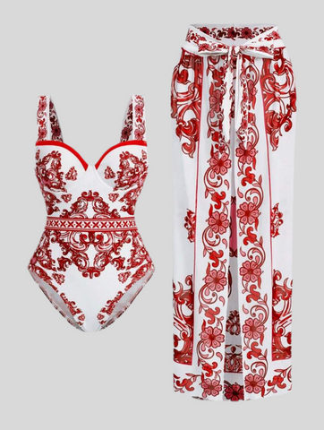 CONJUNTO TRAJE DE BAÑO Y PAREO 3 CLRS