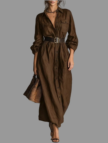 VESTIDO ESTILO SAHARIANO MARRÓN