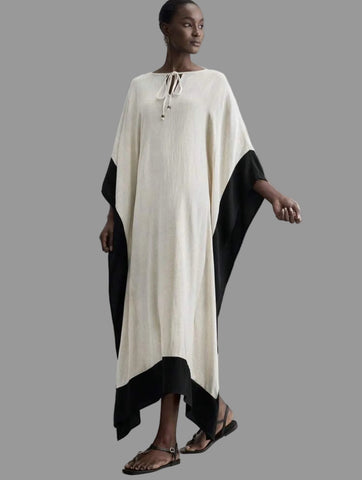 KAFTÁN LARGO BLANCO Y NEGRO