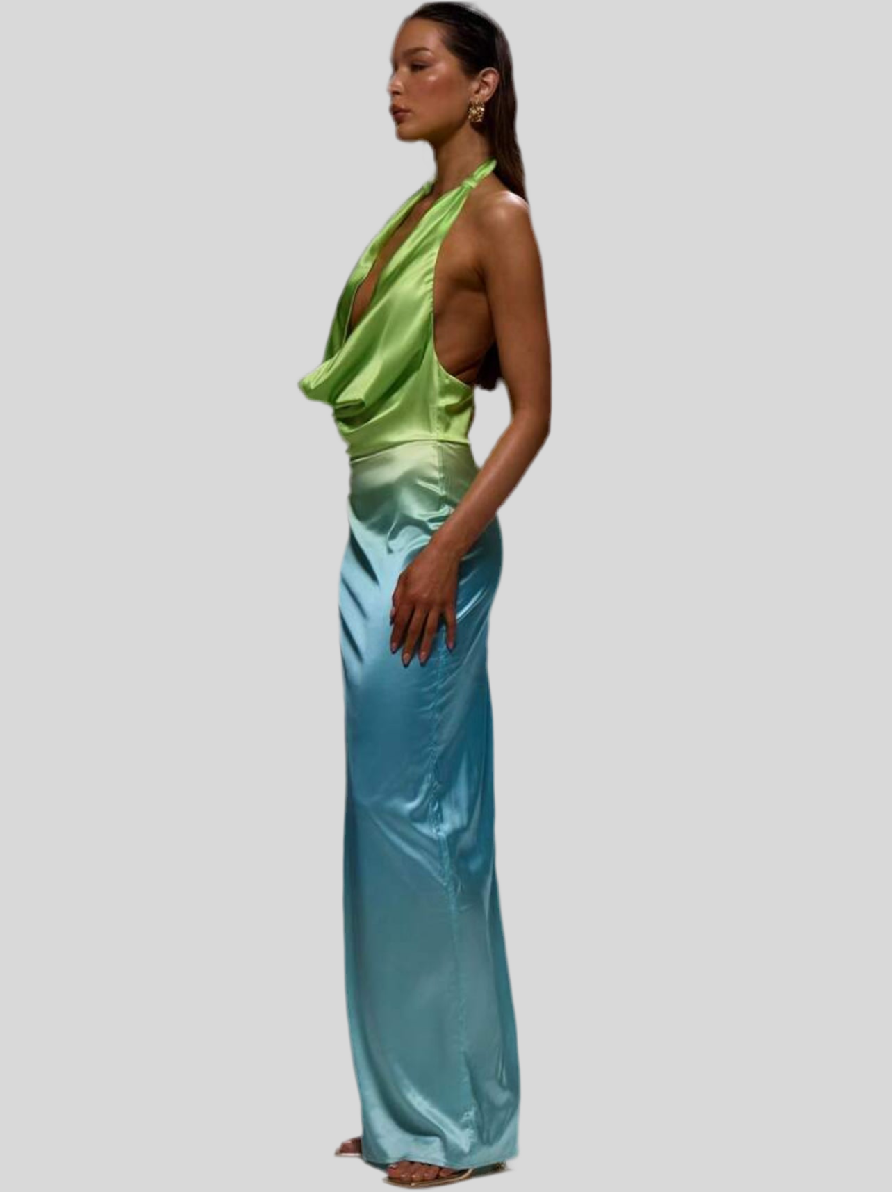 VESTIDO DE SATÉN DEGRADEE ATADO AL CUELLO