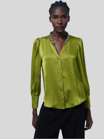 CAMISA DE RASO CON CUELLO JOYA 5 CLRS