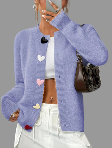 CHAQUETA DE PUNTO BOTON CORAZON 8 CLRS