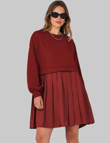 VESTIDO CORTO OVERSIZE DOS TEJIDOS 3 CLRS