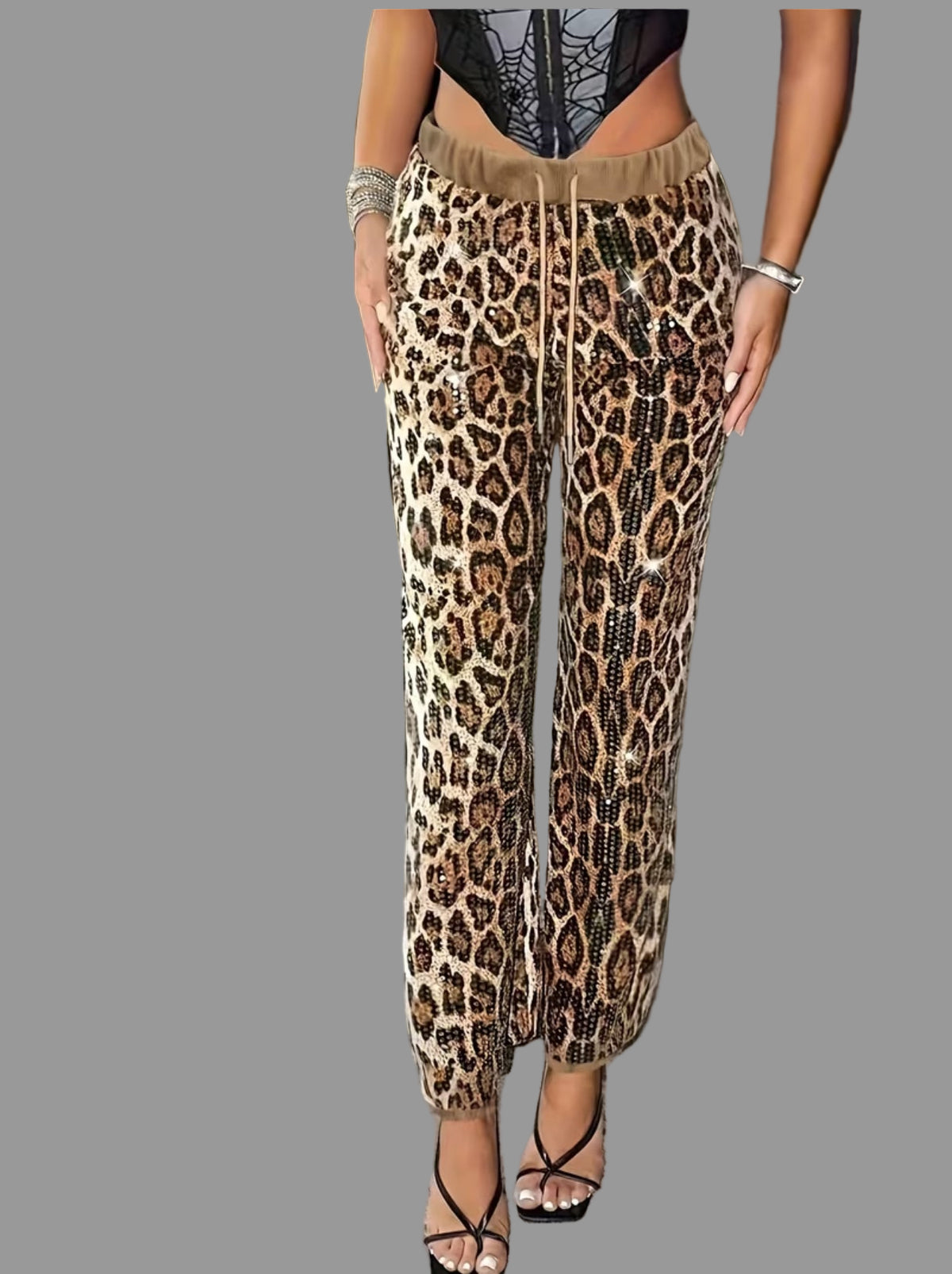 PANTALÓN JOGGER DE LEOPARD LENTEJUELAS 2 CLRS