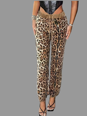 PANTALÓN JOGGER DE LEOPARD LENTEJUELAS 2 CLRS