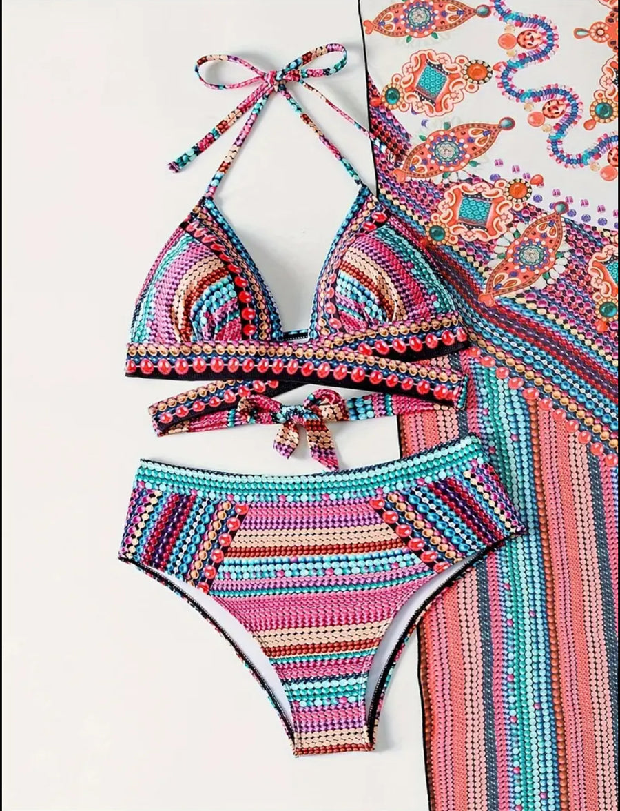BIKINI CON PAREO MULTICOLOR 2 CLRS