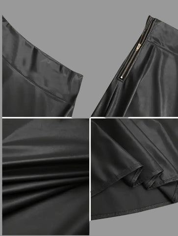 FALDA LARGA DE CUERO ECO 4 CLRS