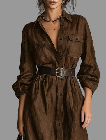 VESTIDO ESTILO SAHARIANO MARRÓN