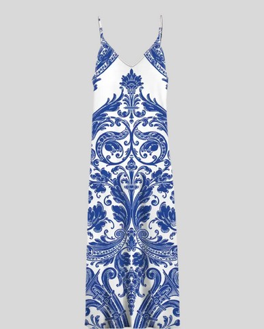 VESTIDO ESTAMPADO LARGO DE LYCRA