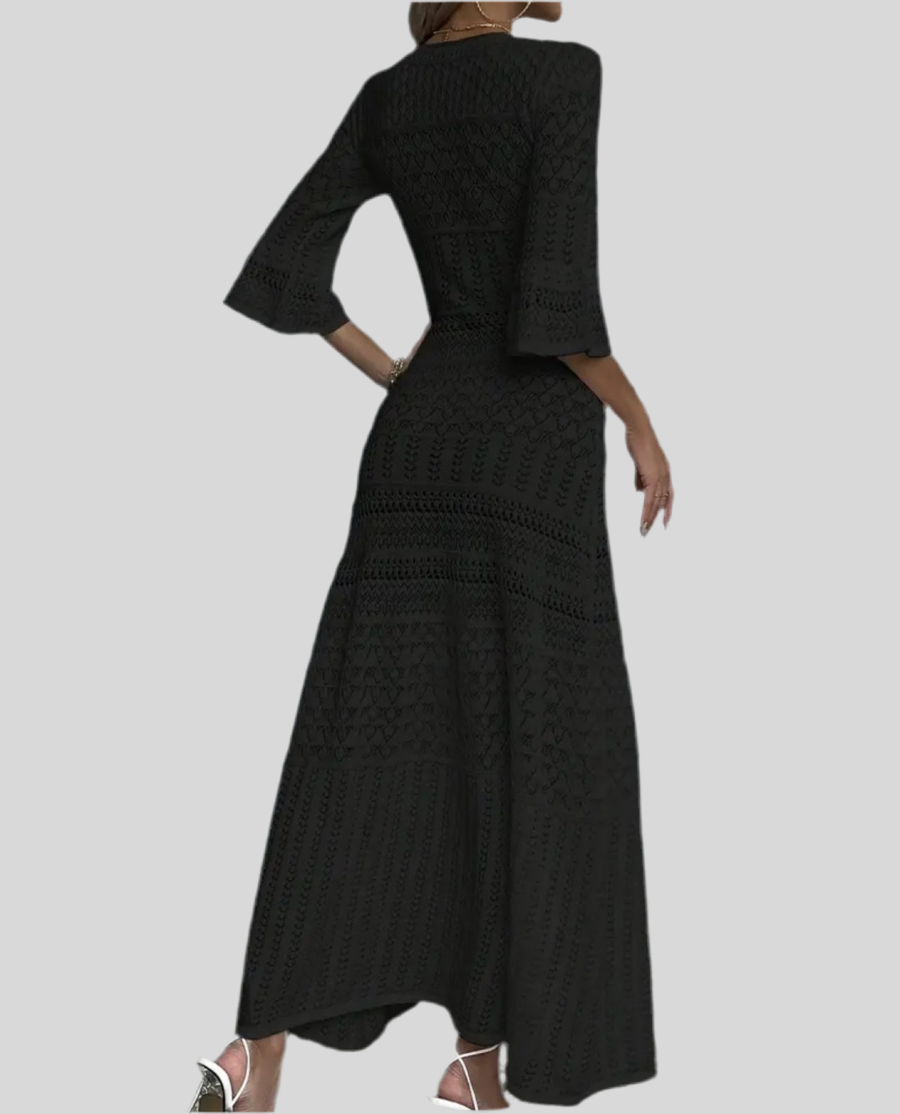Openwork Knit MIDI Dress