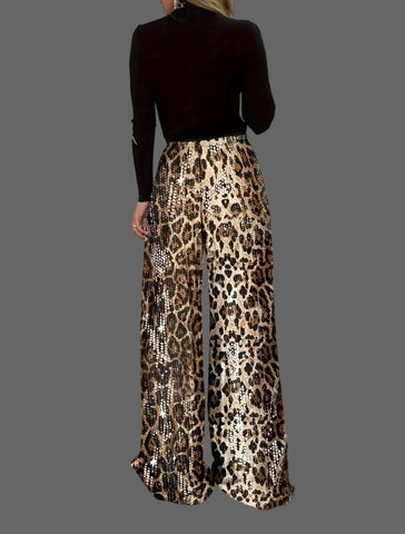 PANTALONES PALAZZO LEOPARD LENTEJUELA
