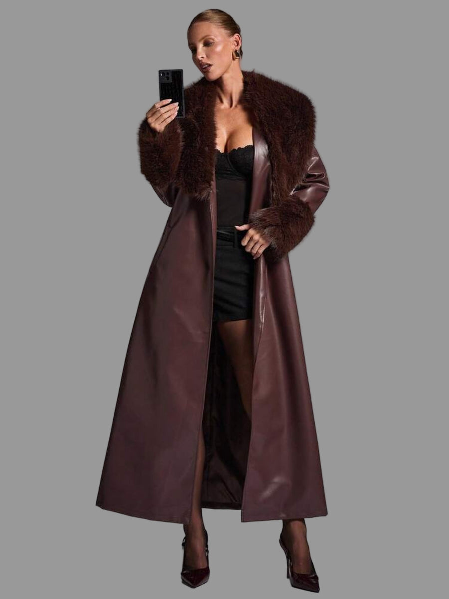 ABRIGO DE NAPA ECO CON CUELLO Y PUÑOS DE PELO