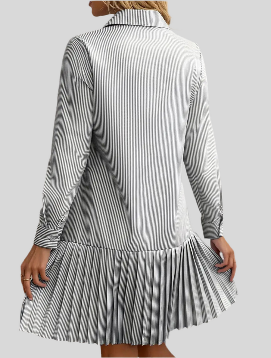 VESTIDO CAMISERO VOLANTE PLISADO 5 CLRS