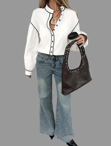 CAMISA DE ALGODÓN CON VIVO 9 CLRS