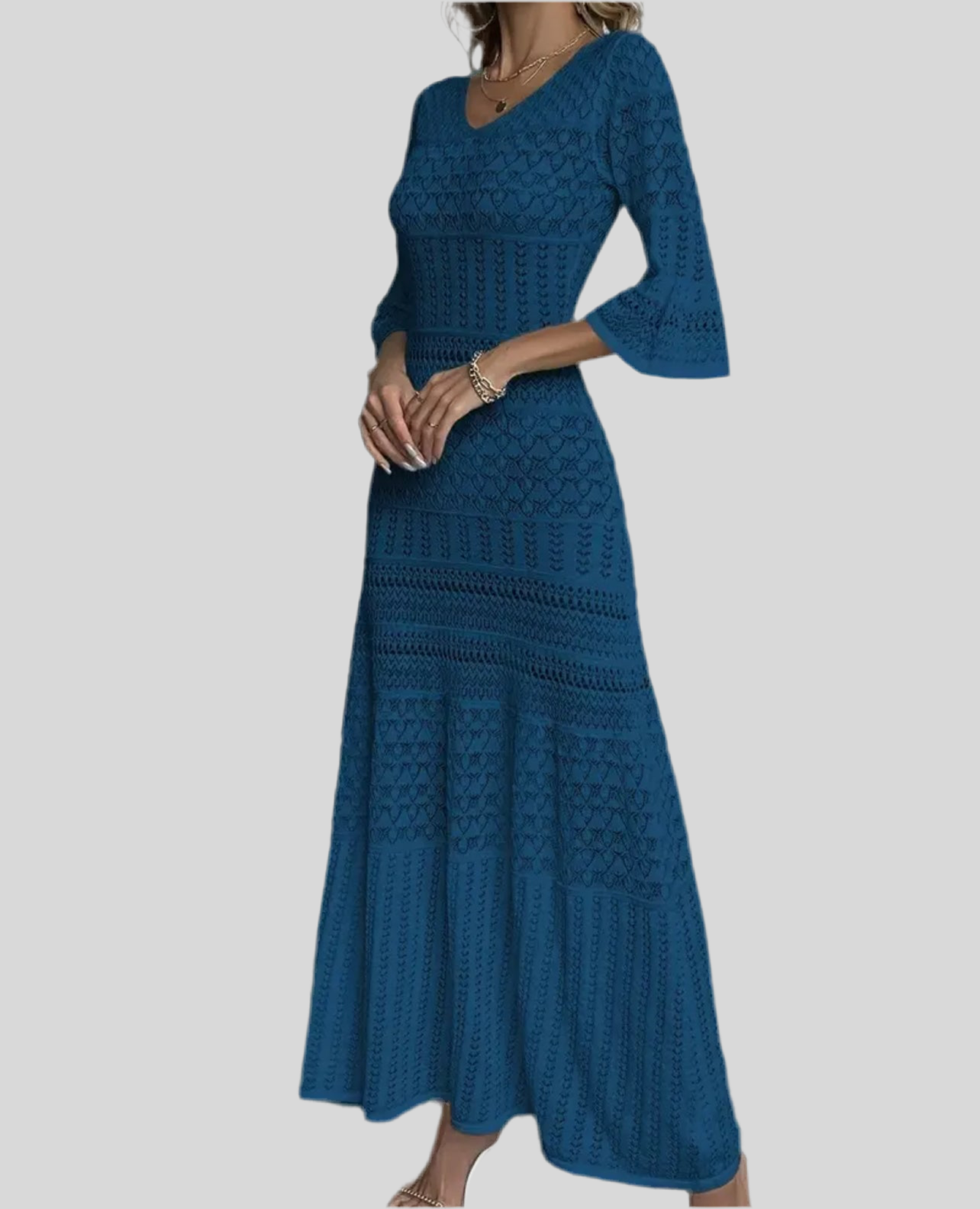 Openwork Knit MIDI Dress