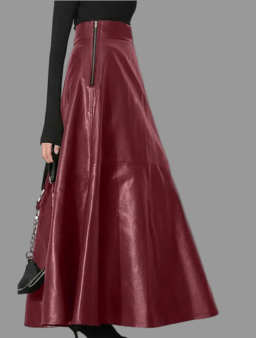 FALDA LARGA DE CUERO ECO 4 CLRS