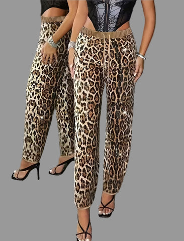 PANTALÓN JOGGER DE LEOPARD LENTEJUELAS 2 CLRS