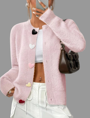 CHAQUETA DE PUNTO BOTON CORAZON 8 CLRS