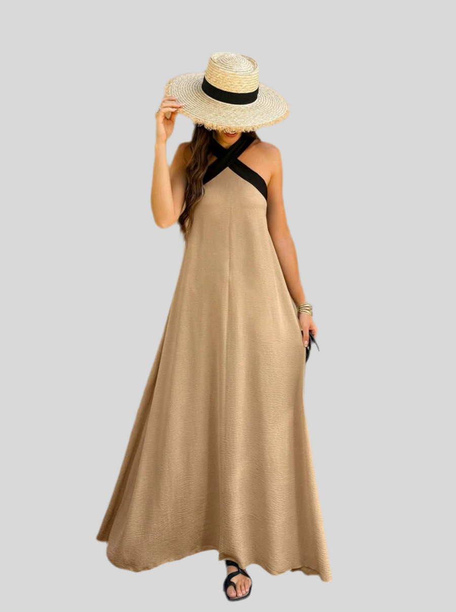 VESTIDO LARGO EN CONTRASTE 7 CLRS