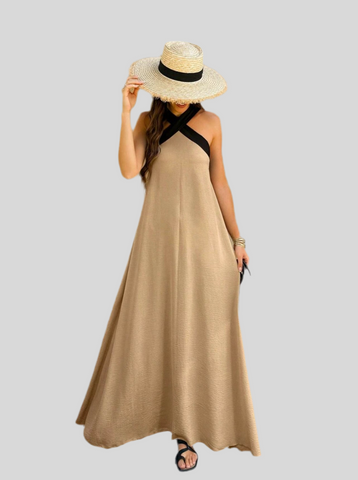 VESTIDO LARGO EN CONTRASTE 7 CLRS