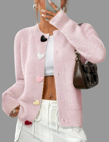 CHAQUETA DE PUNTO BOTON CORAZON 8 CLRS