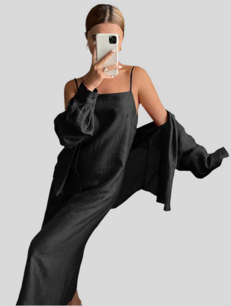 CONJUNTO DE VESTIDO TIRANTES Y CAMISA 4 CLRS