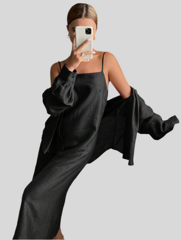 CONJUNTO DE VESTIDO TIRANTES Y CAMISA 4 CLRS
