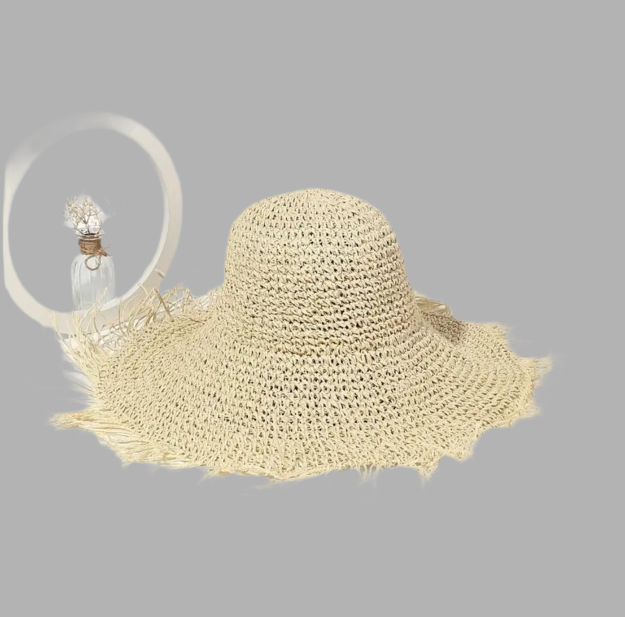SOMBRERO DE PAJA CON FLECOS 2 CLRS