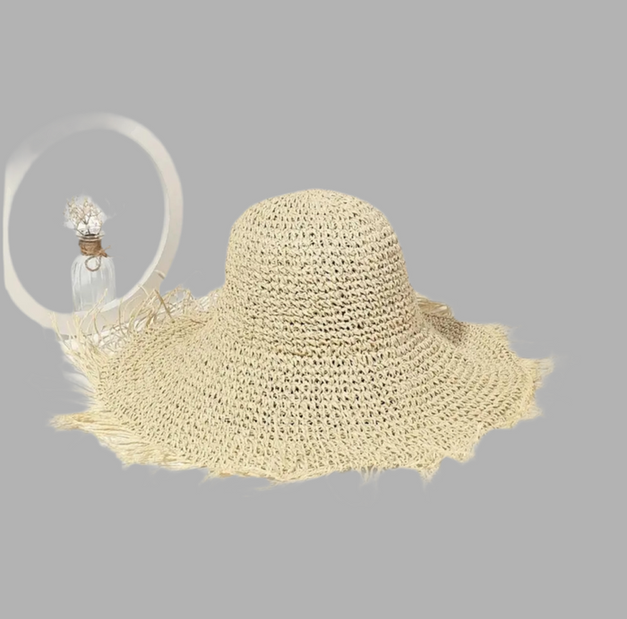 SOMBRERO DE PAJA CON FLECOS 2 CLRS