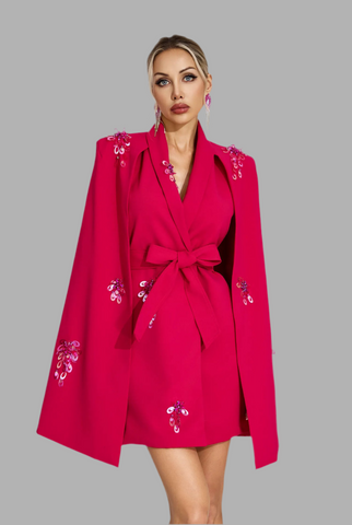 VESTIDO CAPA DE CEREMONIA CON LAZO