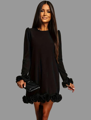 VESTIDO MINI CON VOLANTES EN MANGAS