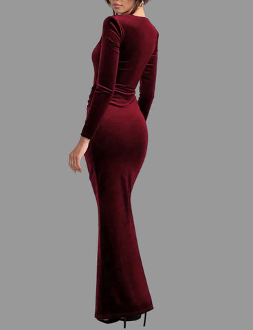 VESTIDO LARGO DE TERCIOPELO ENTALLADO 7 CLRS